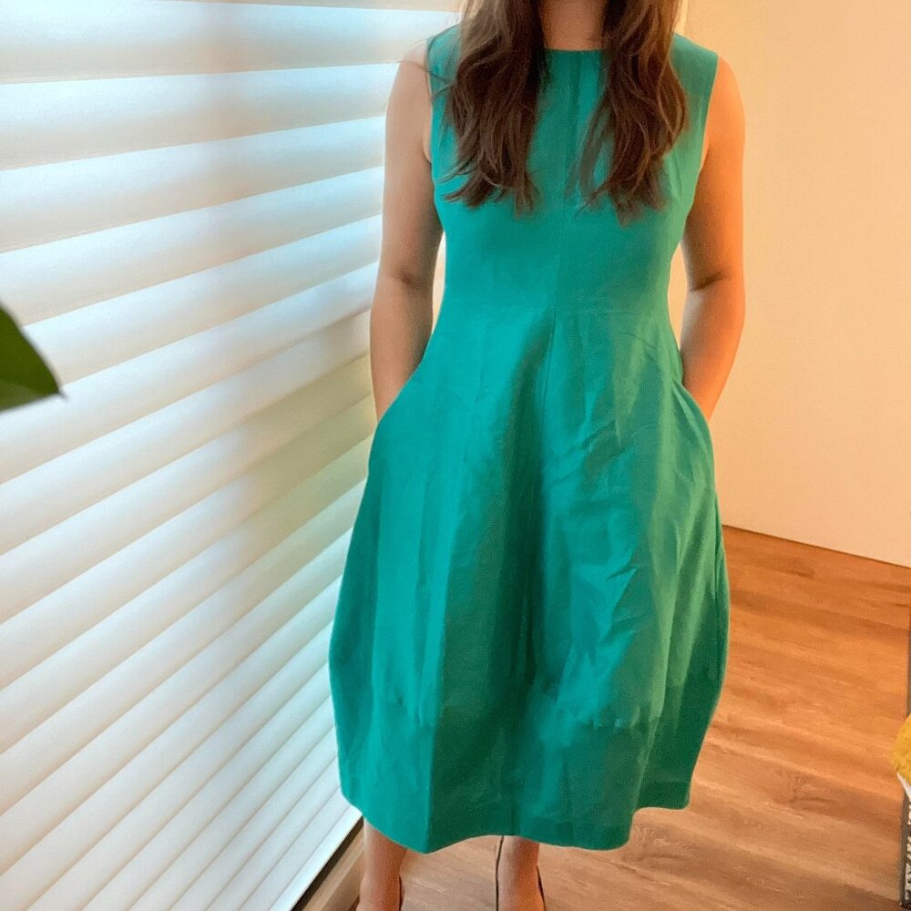 COS turquoise silk/cotton cocoon dress, size 12